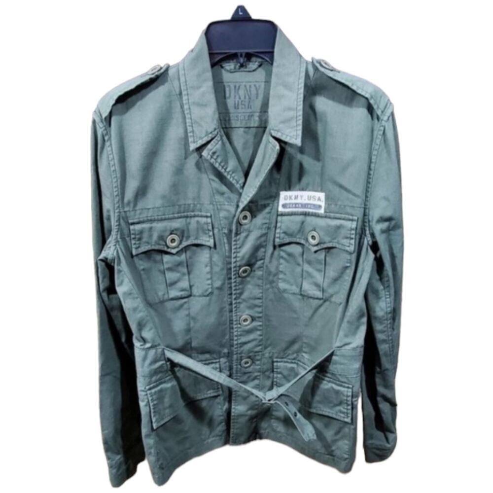 DNKY army green Cargo Safari Military Utility jacket Size Large